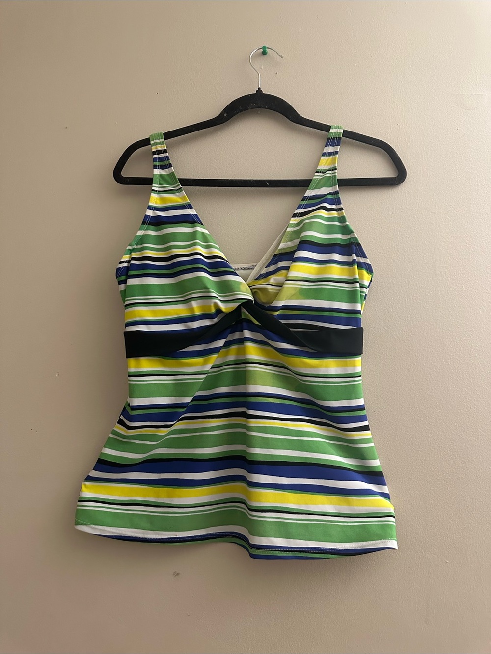 Striped V-Neck Tankini Top